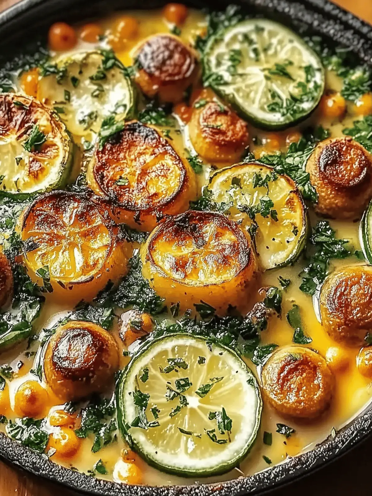 Cremige Knoblauch-Kichererbsen-Zucchini-Pfanne