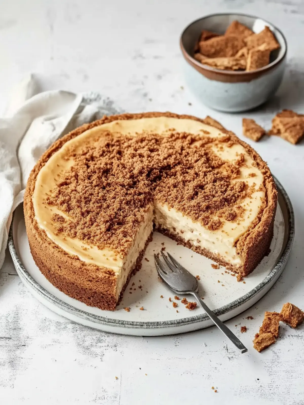 Speculoos-Käsekuchen mit Keksboden und Streuseltopping