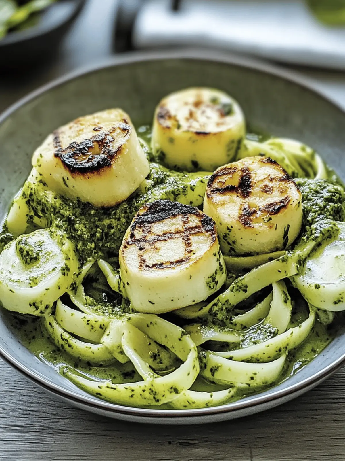 Halloumi mit Zucchini-Pesto-Nudeln
