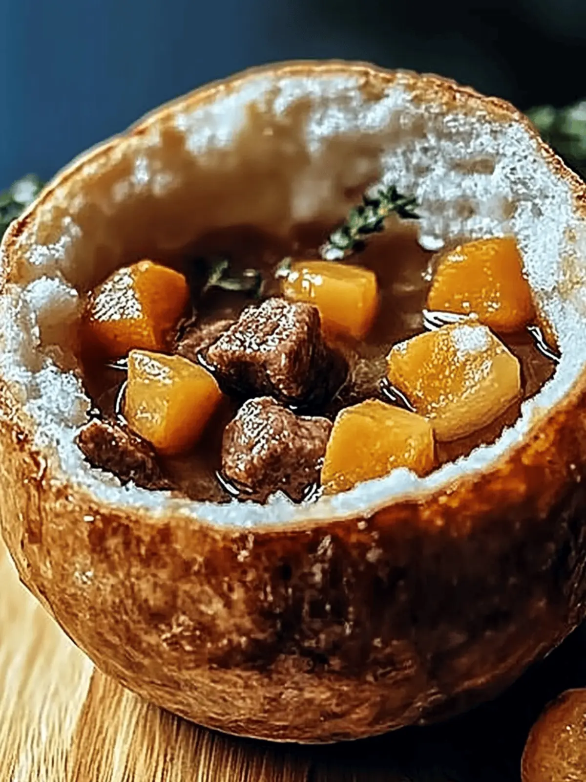 Herzhafter Rindfleischeintopf in Brotschalen