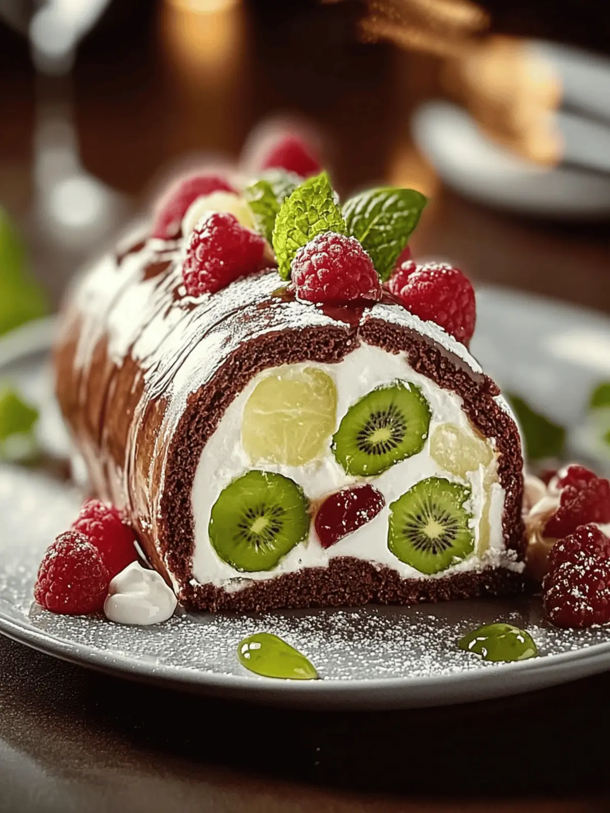 Ultimative Lebkuchen Bûche mit Fruchtkern