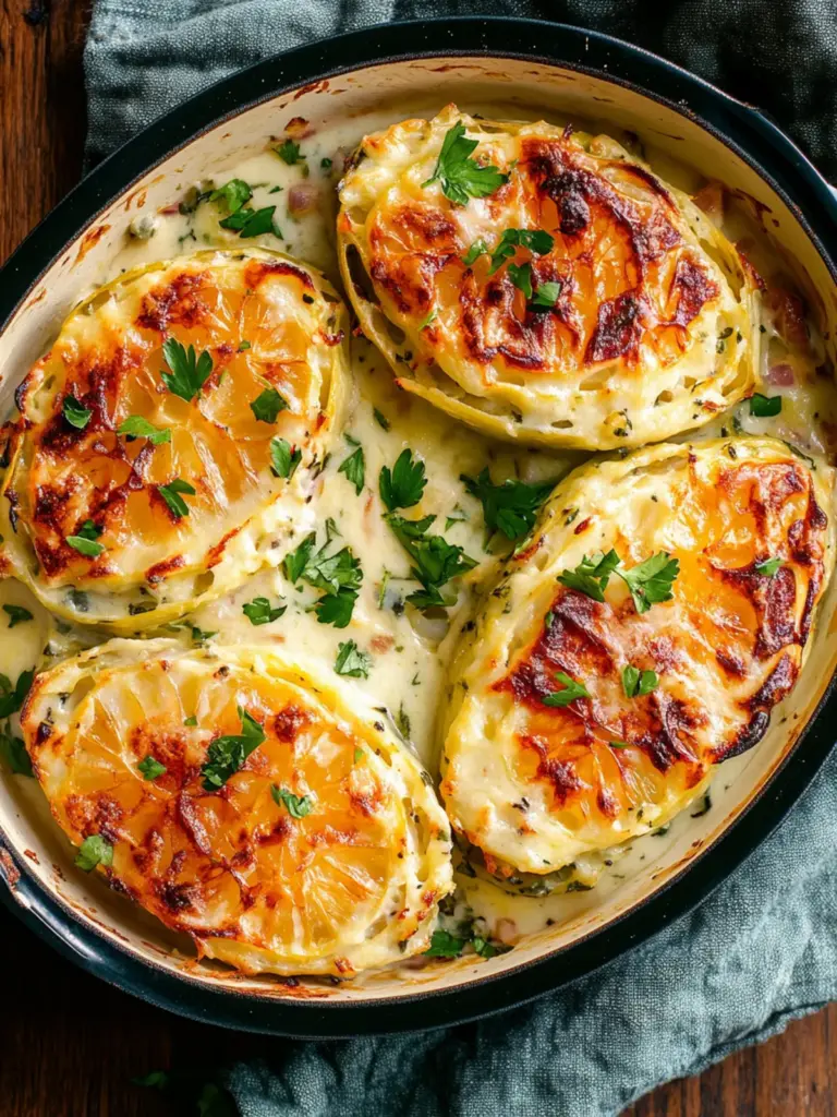 Cremig gebackener Spitzkohl mit einer Café de Paris Kruste