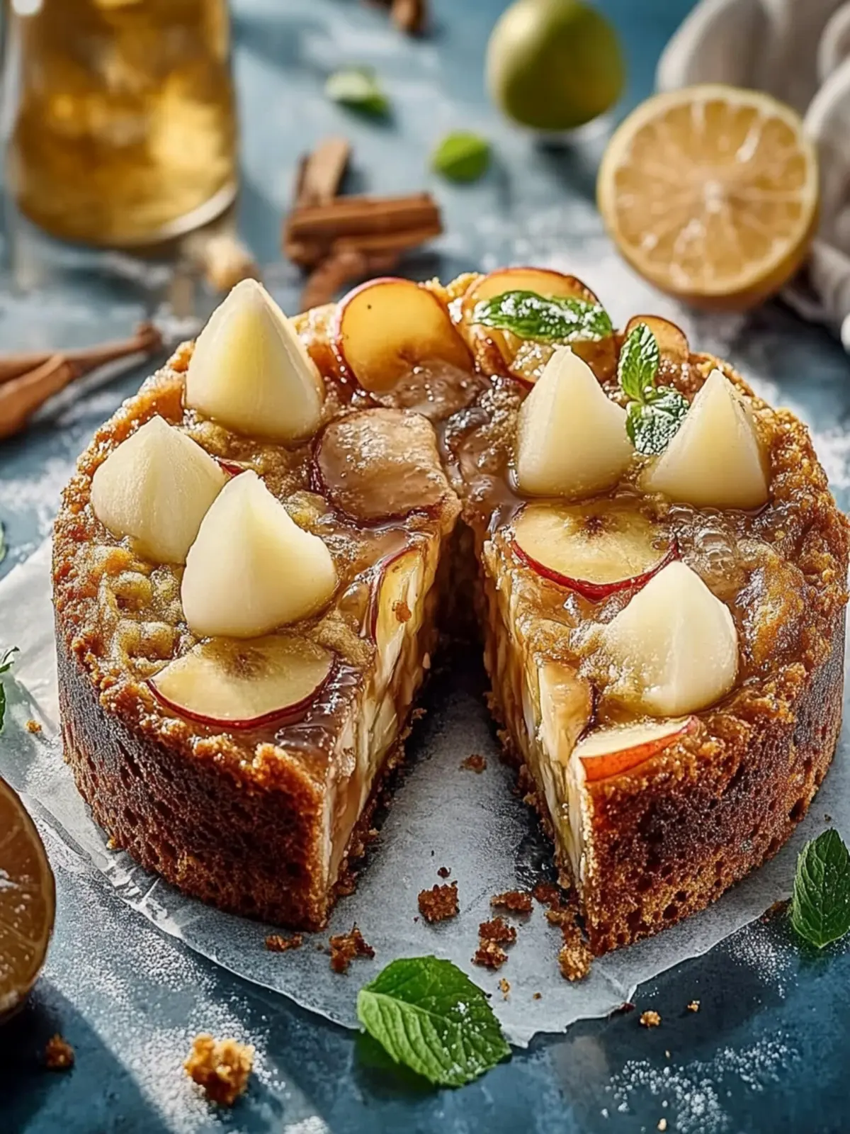 Backe einen Birnen- und Walnusskuchen