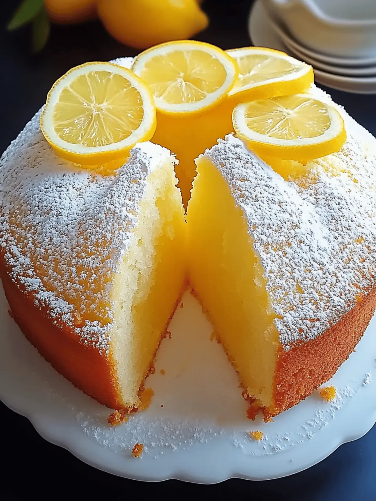 Zitronenkuchen mit Puderzucker