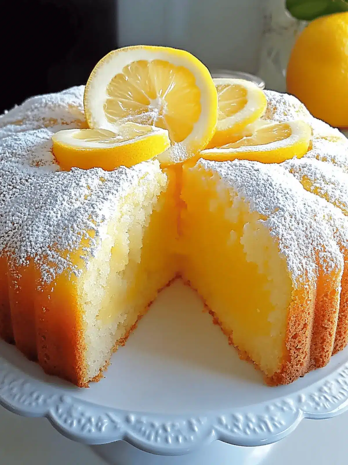 Zitronenkuchen mit Puderzucker