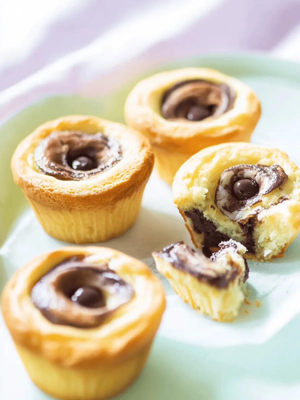 Nutella-Wirbel-Muffins mit einem weichen Kern