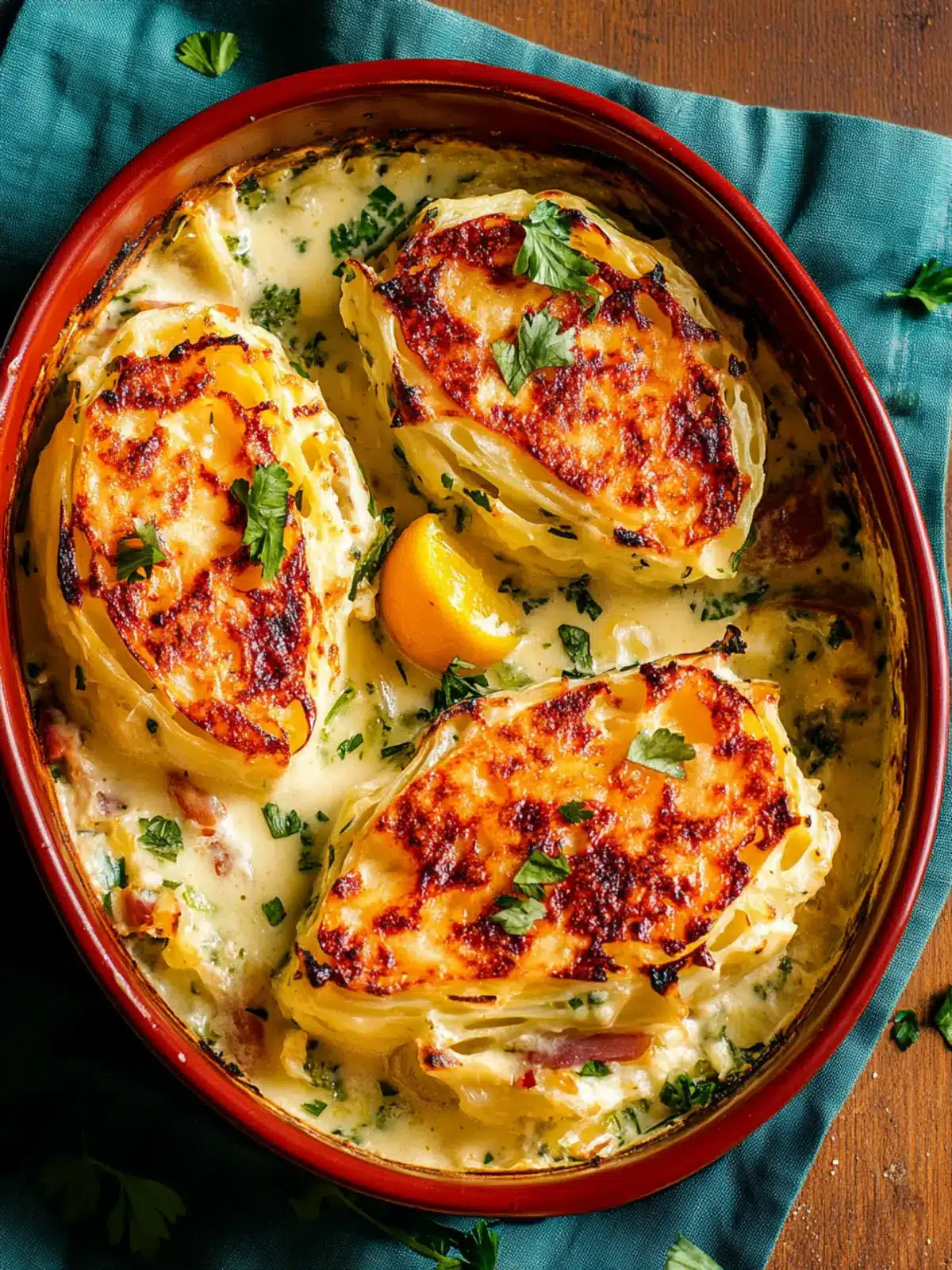 Cremig gebackener Spitzkohl mit einer Café de Paris Kruste