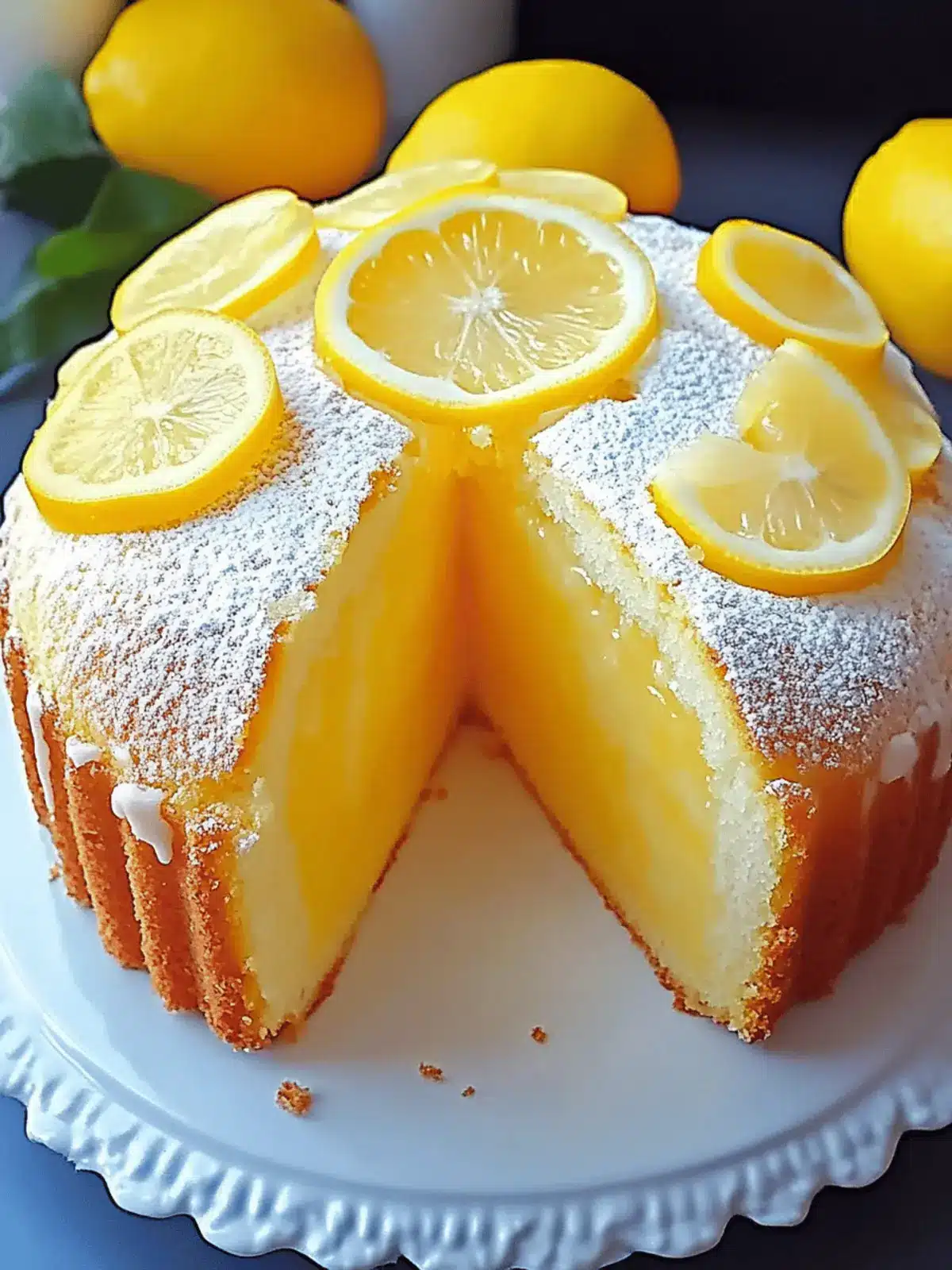 Zitronenkuchen mit Puderzucker