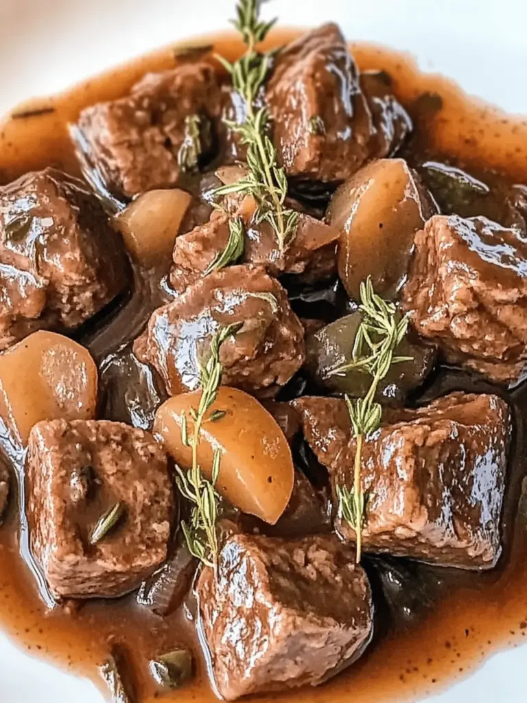 Genießen Sie zartes Rindfleisch in einer aromatischen Balsamico- und Zwiebelsoße.