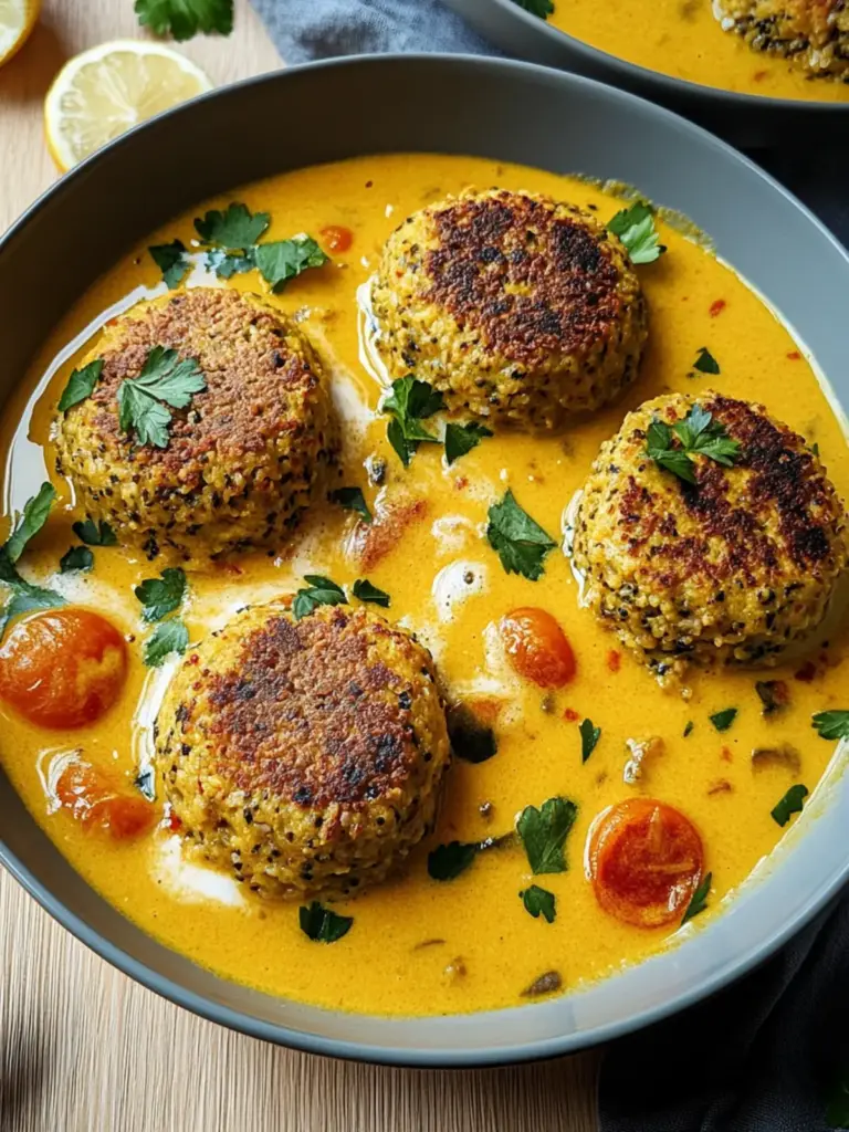 Vegane Linsendumplings in Currysauce