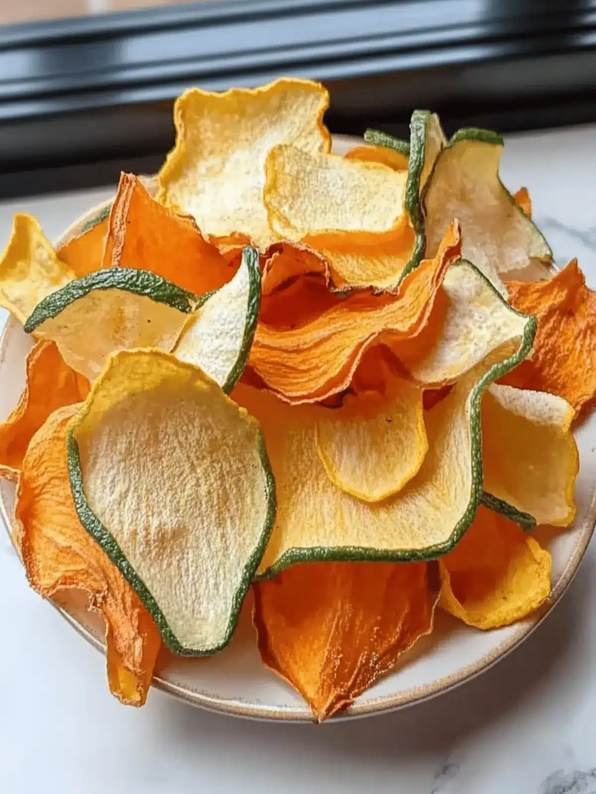 Knusprige Gemüseschips in 20 Minuten aus der Heißluftfritteuse