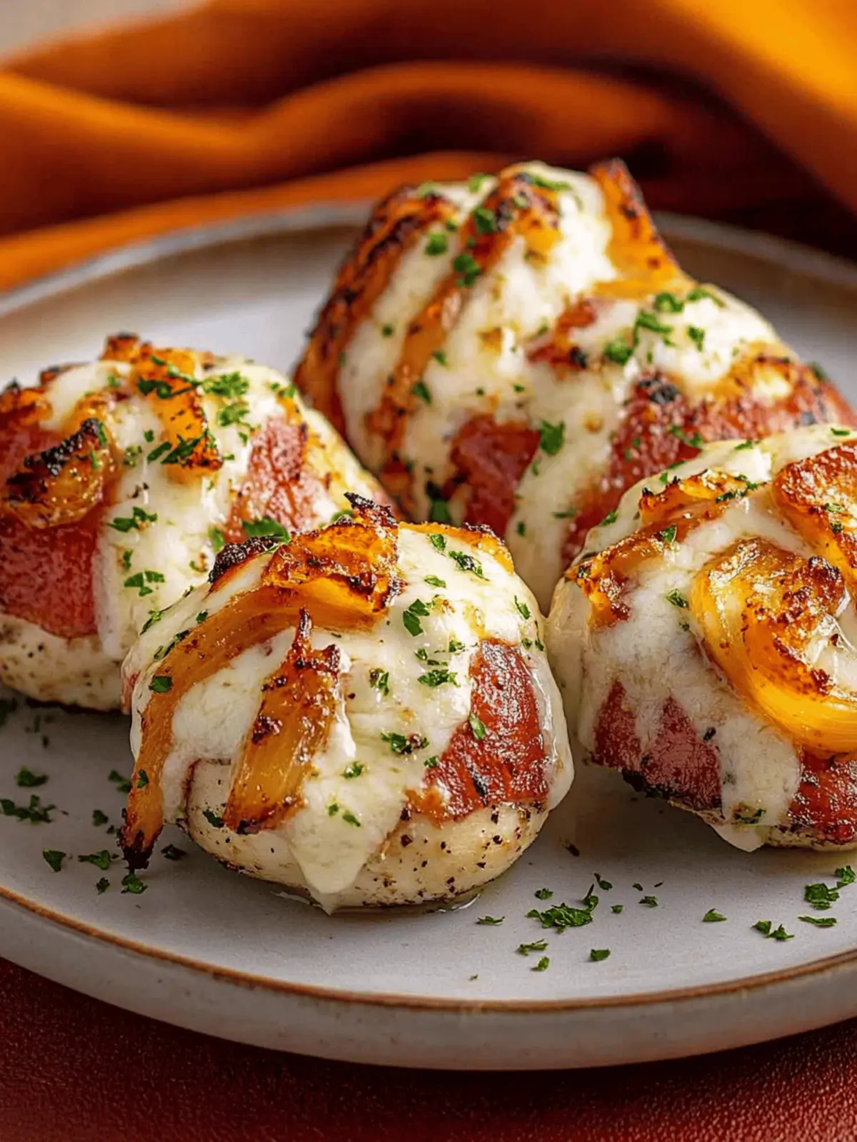 Bacon-umwickeltes gefülltes Hähnchenbrustfilet