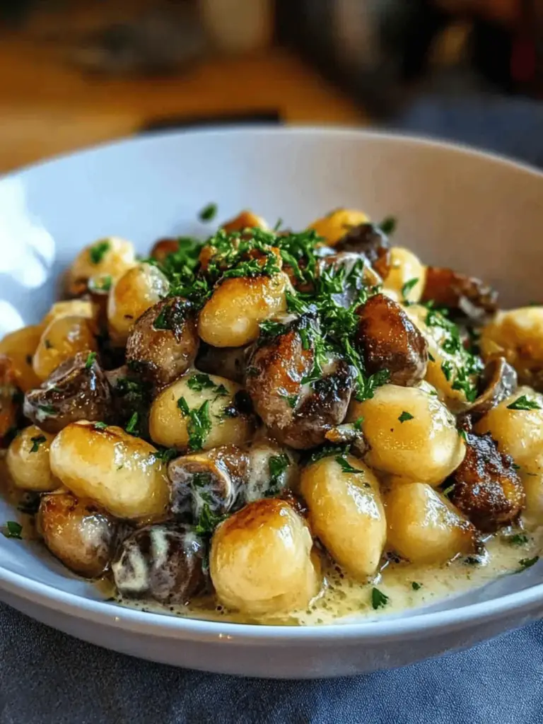 cremige Gnocchi und Pilz Pfanne