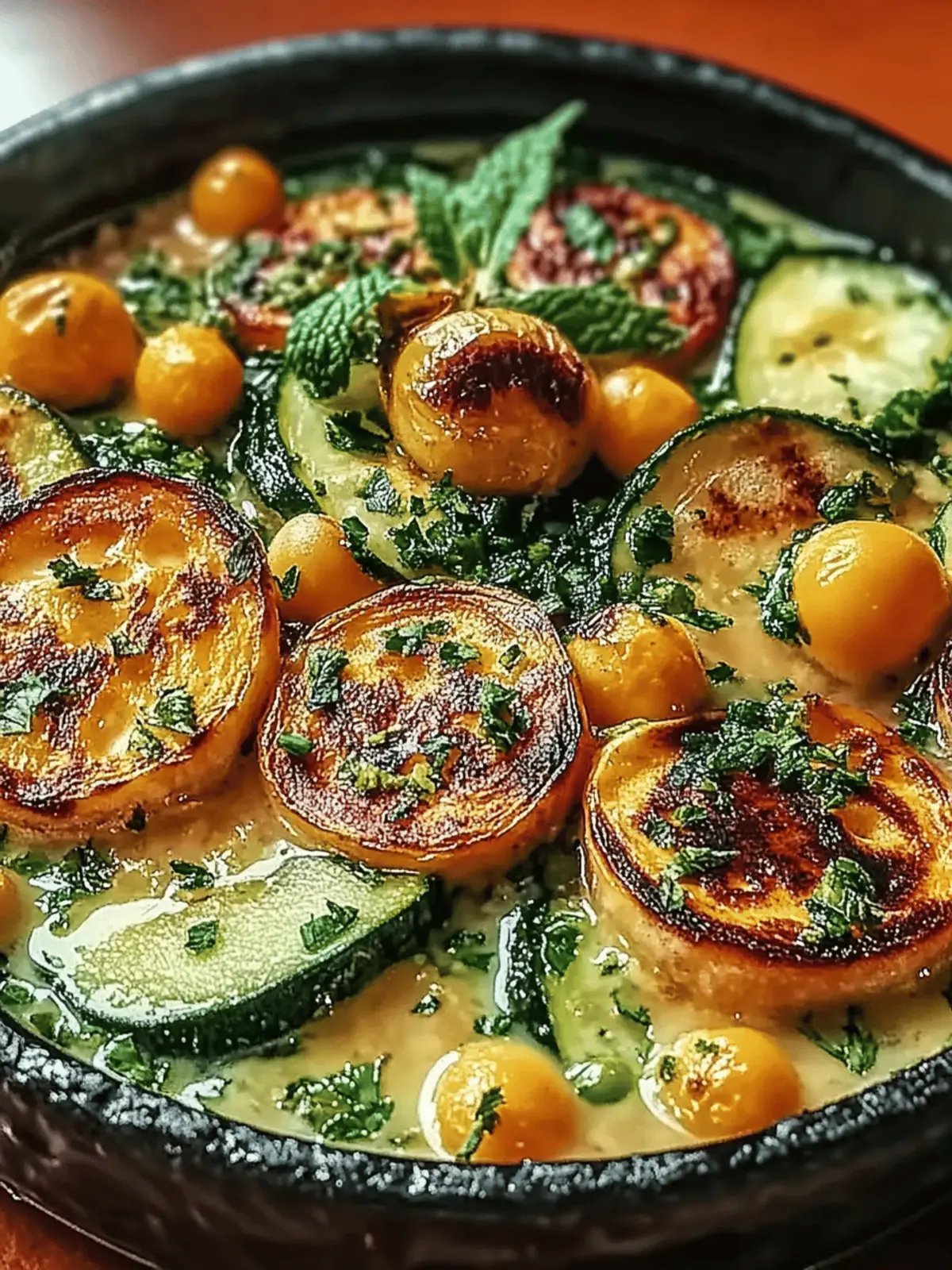 Cremige Knoblauch-Kichererbsen-Zucchini-Pfanne